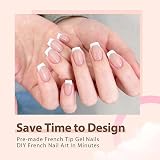 EONFAVE French False Nails 240Pcs Short Square French Tip Full Cover Kit view 2