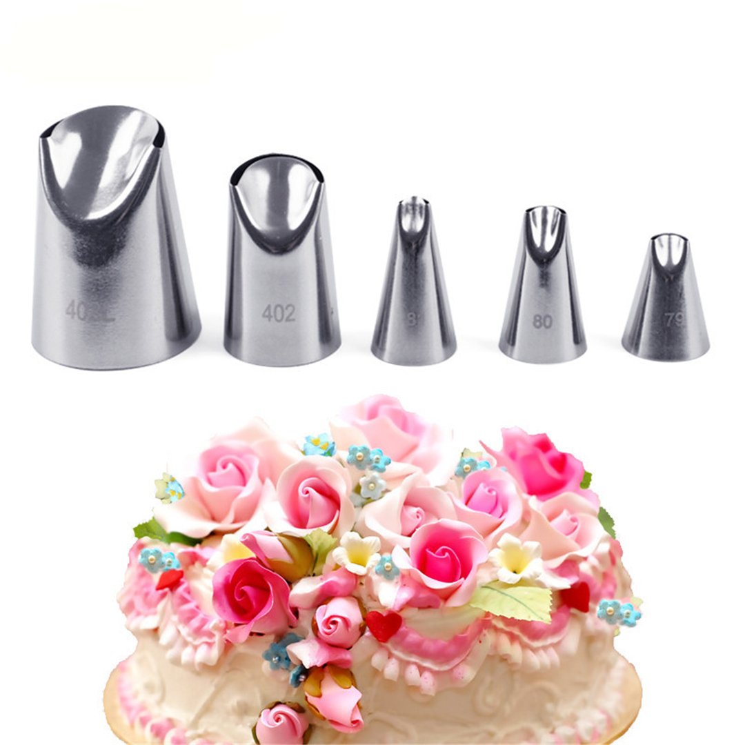 FantasyDay Cake Decorating Set, 5 Pieces Stainless Steel Piping Nozzles Tips Kit - Christmas Birthdays Anniversary Wedding DIY Icing Nozzle for Cupcakes Cakes Cookies Dessert Pastry Making Tools $5