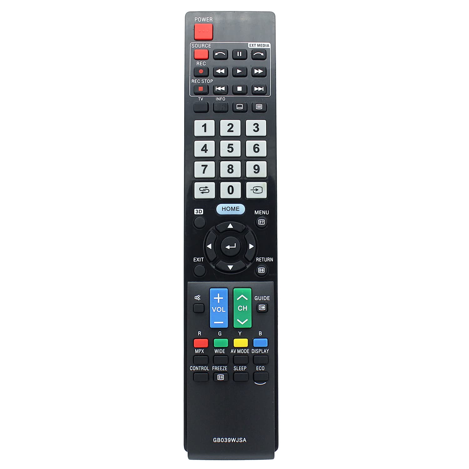 GB039WJSA Remote Control Replacement for Sharp Aquos TV LC-46LE840X LC-52LE840X LC-60LE640X LC-60LE940X LC-60LE951X LC-60LE960X LC-70LE951X LC-70LE960X LC-80LE940X LC-80LE960X LC-90LE740X