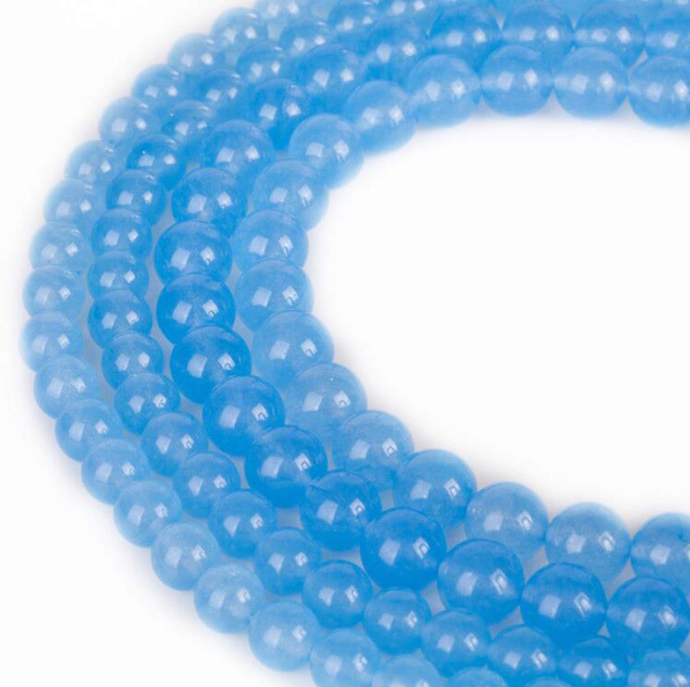 RayLineDo® 48Pcs 8mm Natural Ocean Blue Jade Stone Round Beads Loose Beads Wholesale for Jewelry Making