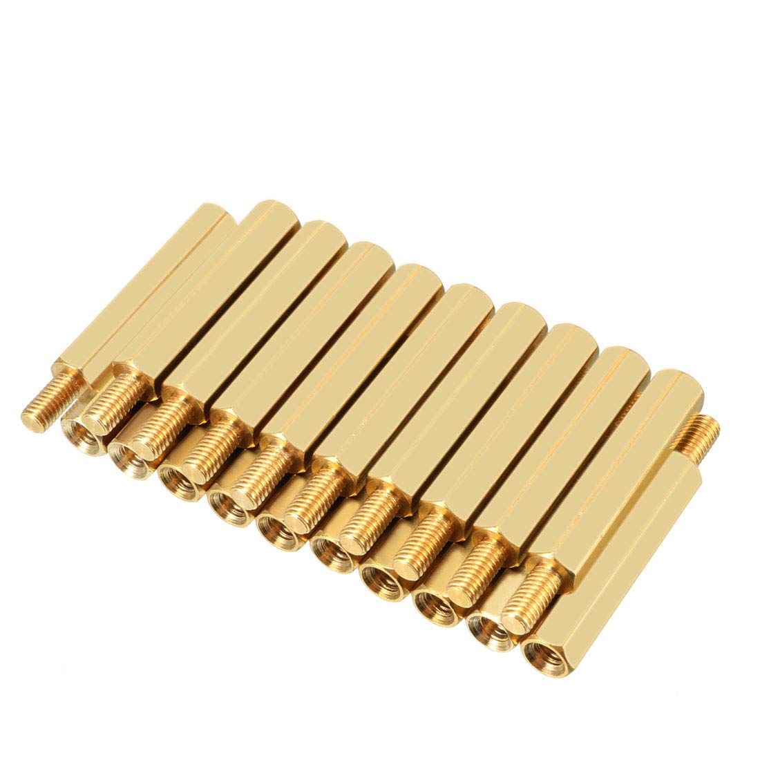 sourcing map 20pcs M3 25+6mm Female Male Thread Brass Hex Standoff Spacer Screws PCB Pillar