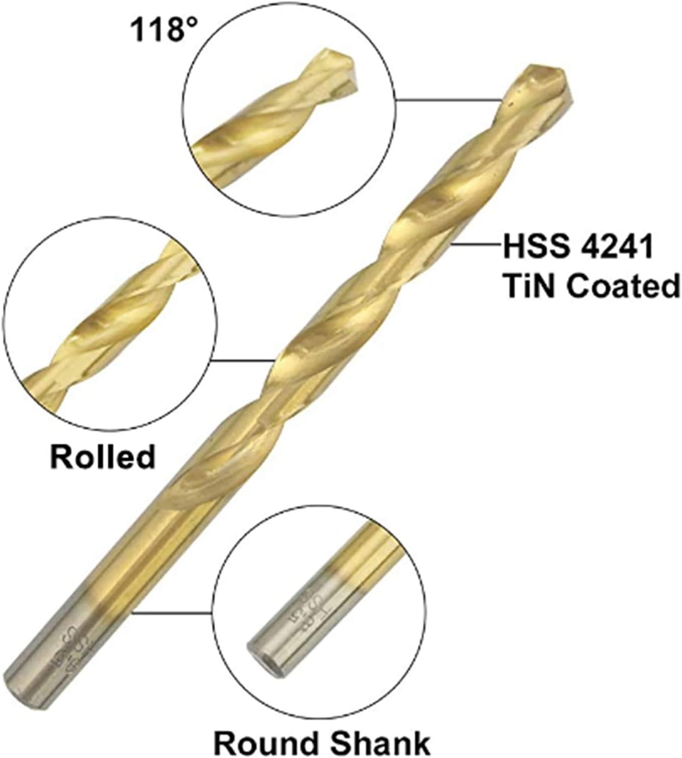 NORTOOLS HSS TiN Coated HSS Drill Bit Set including Round Shank for Steel Soft Metal, Wood & Hard Plastic - Image 4
