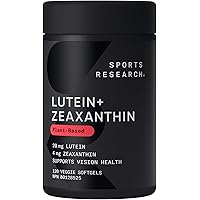 Sports Research Vegan Lutein + Zeaxanthin (20mg) with Organic Coconut Oil for Better Absorption - Supports Vision & Eye Healt