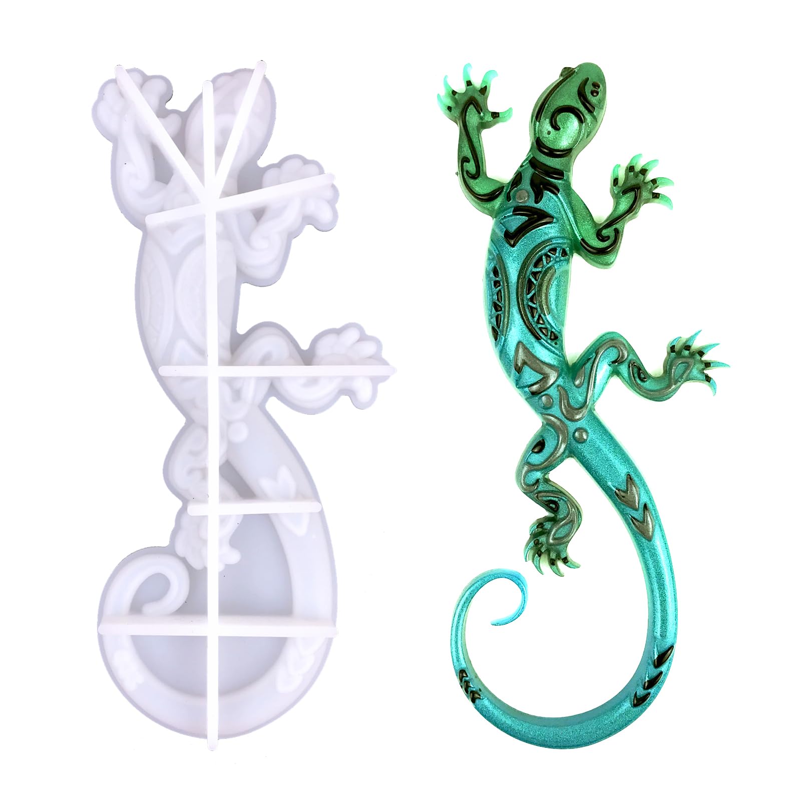 3D Gecko Silicone Mold Animal Resin Mold Large Animal Statue Making Epoxy Mould DIY Craft Casting Mold for Gift Home Office Wall Hanging Decor