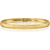 IceCarats 10K Solid Yellow Gold Flexible Bangle Bracelet, 7.5 inch | Textured