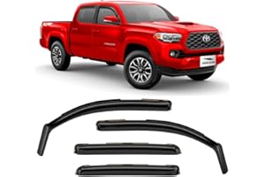 Voron Glass in-Channel Extra Durable Rain Guards for Trucks Toyota Tacoma 2016-2023 Double Cab, Window Deflectors, Vent Window Visors, 4 Pieces - 220056