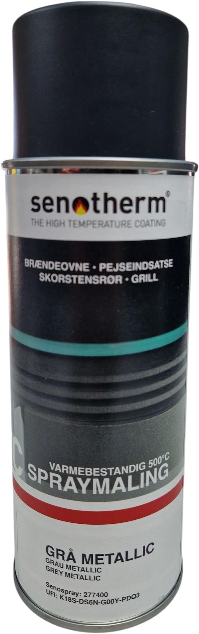 Senotherm Stove Oven Spray Paint 400ml Metallic Grey Heat Resistant 500C