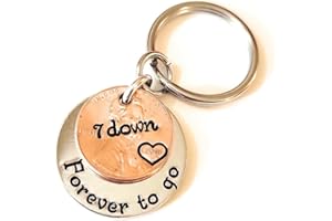 TUCKER'S TRINKETS AND TREASURES 7 Year Anniversary, 7th Anniversary Gift, Lucky 2018 Copper Penny Down Forever To Go Coin Key Chain, Copper Anniversary Gift
