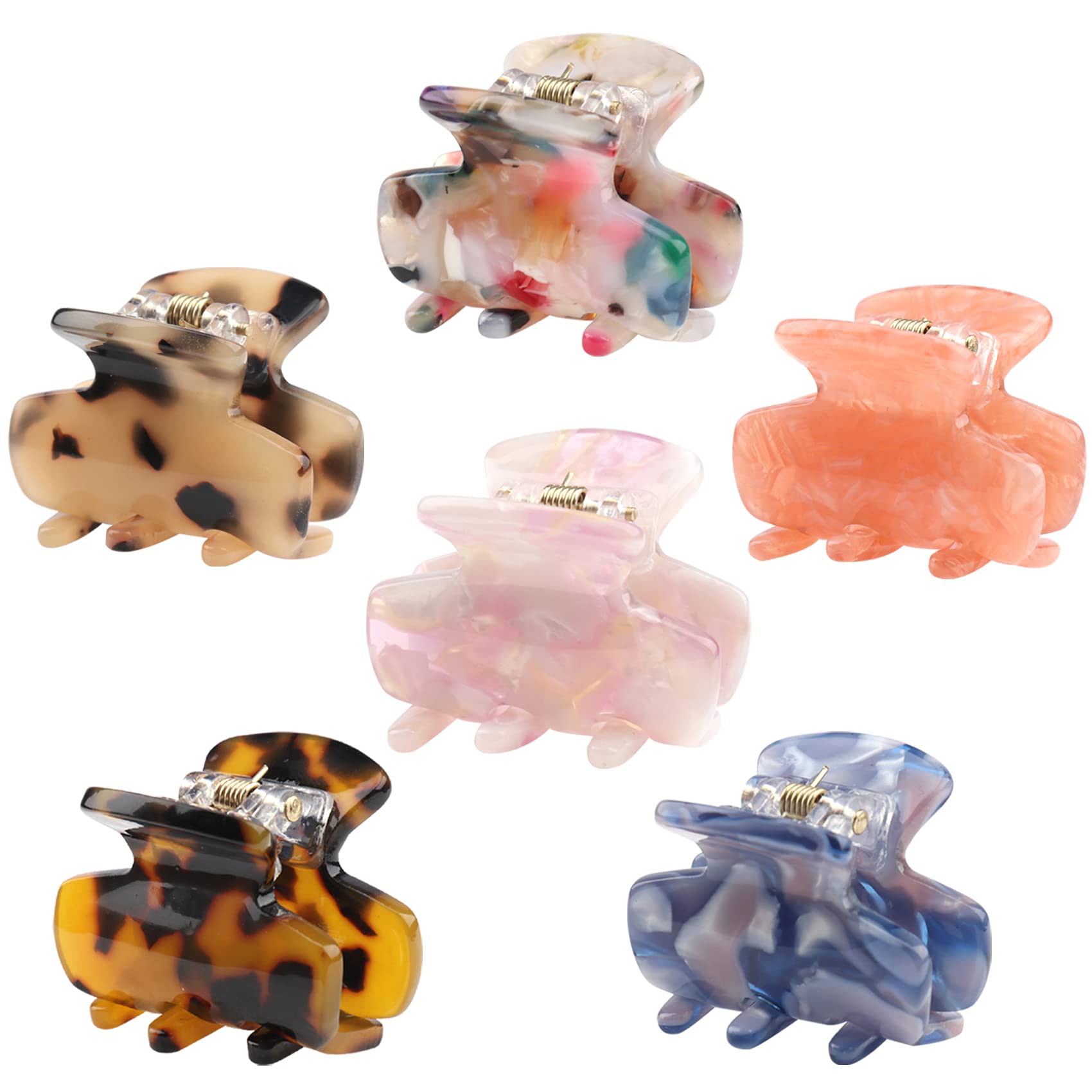 Photo 1 of 6 PCS Small Hair Claw Clips 1.4 Inch Tortoise Claw Clip for Women Girls Mini Size Leopard Print Acrylic French Design Jaw Clips Non-Slip Strong Hold Hair Grip Catch Barrette