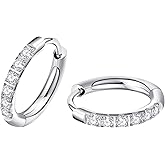 ENVYOU 316L Surgical Steel Huggie Hoop Earrings,Dainty Pave Cubic Zirconia Cartilage Tiny Earring for Sensitive Ears Hypoallergenic Lightweight for Women Men