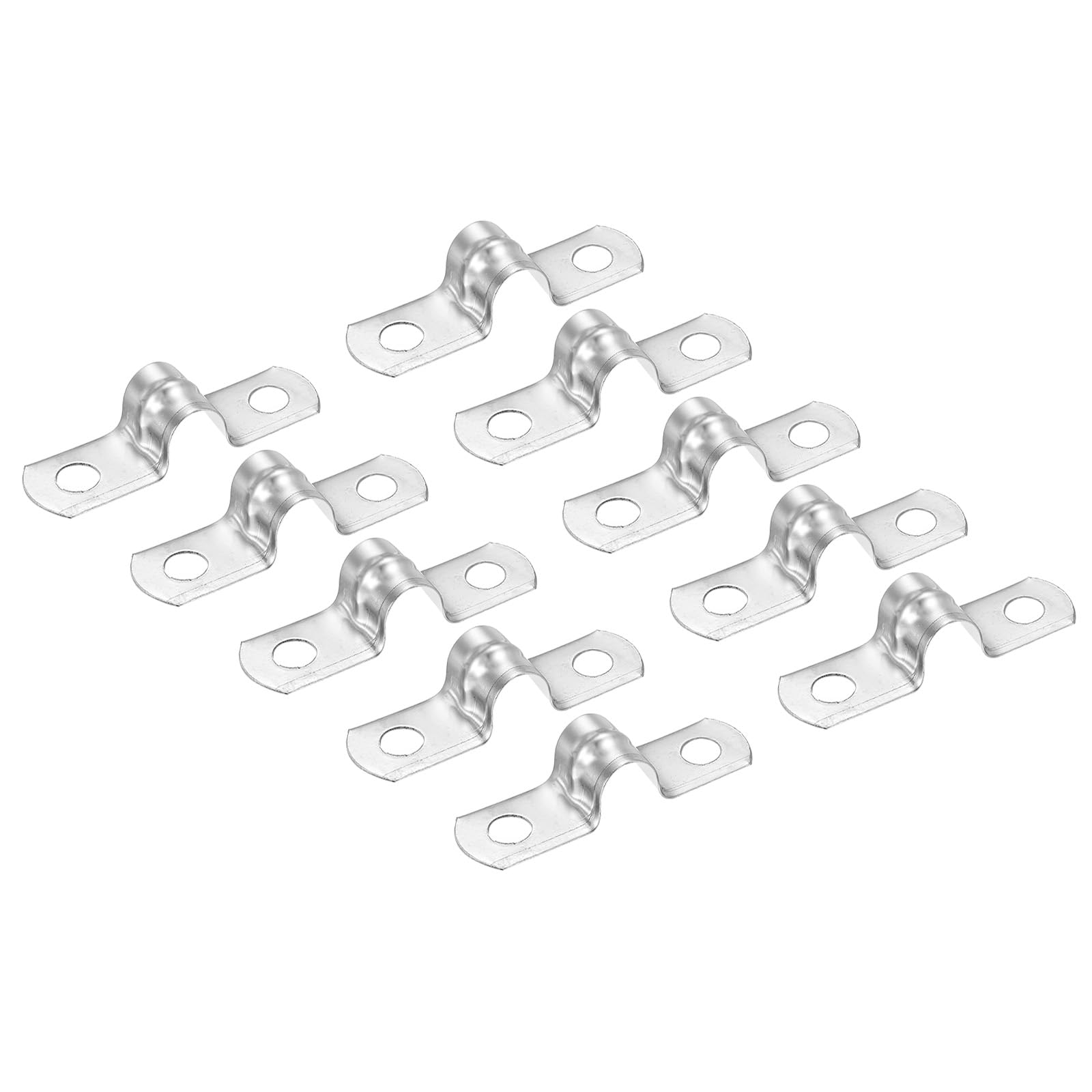 PATIKIL 0.31 inch/8mm Rigid Pipe Strap Clamp, 30 Pcs 304 Stainless Steel Two Hole U-Shape Tube Clip Pipe Fasten Holder for Pipe Fixing — image 1