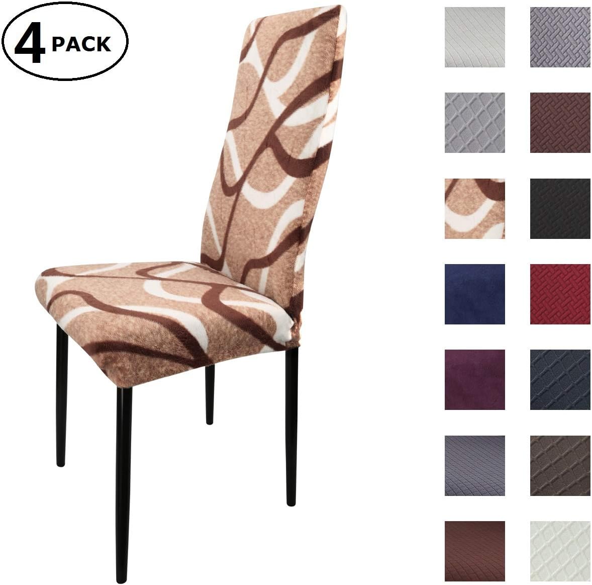 Thicken Dining Chair Cover Seat Protector Super Fit Slipcover Stretch Removable Washable Soft Spandex Fabric for Home Hotel Dining Room Ceremony Banquet Wedding Party Restaurant (4, Fur Brown)