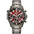Bulova Men's Marine Star Series B Gray Ion Plated Stainless Steel 6-Hand Chronograph Quartz Watch, Red Dial Style: 98B350