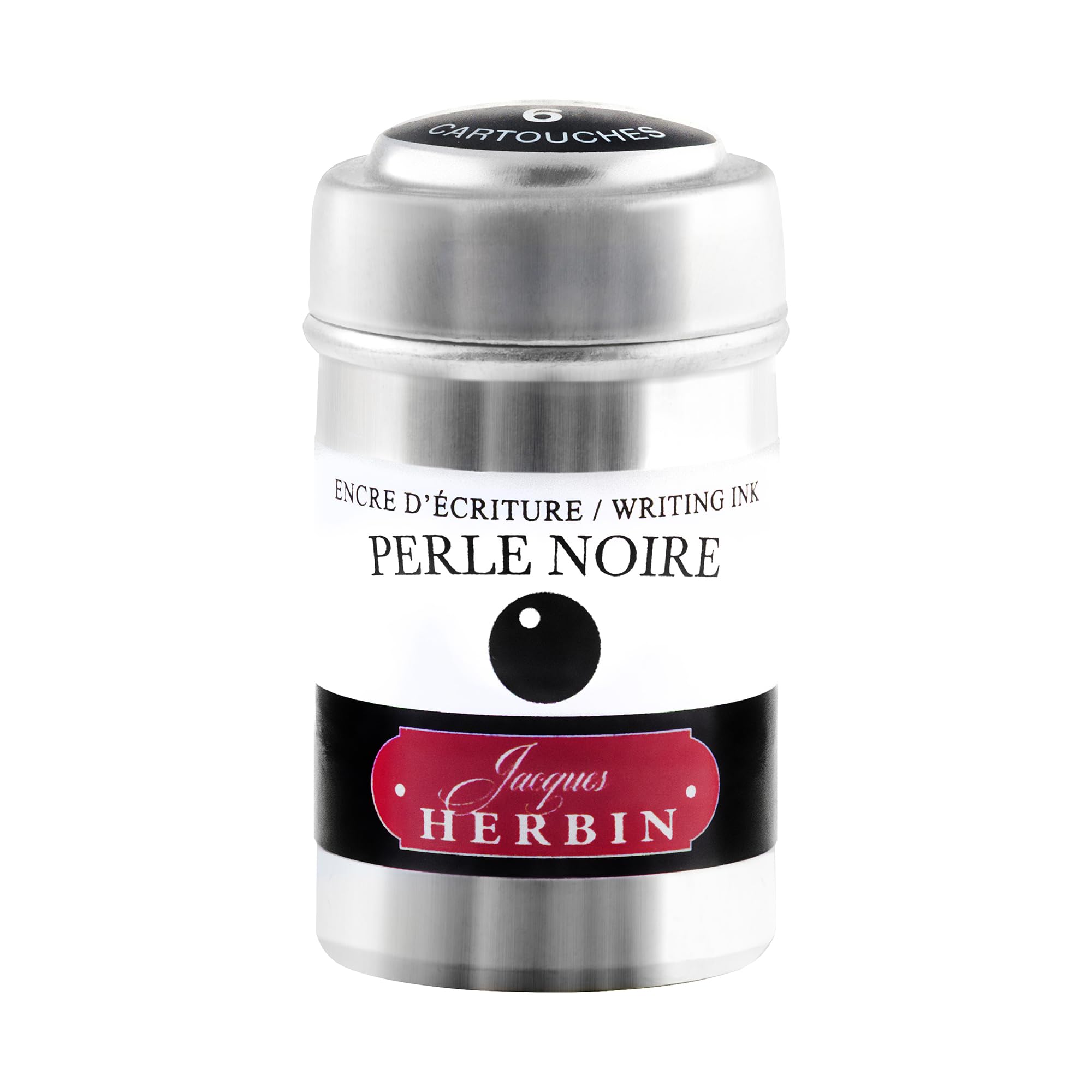 Jacques Herbin 20109T - A box of 6 ink cartridges for fountain pens and rollerball pens - (packaging-free product - zero-waste objective), - Perle Noire — image 1