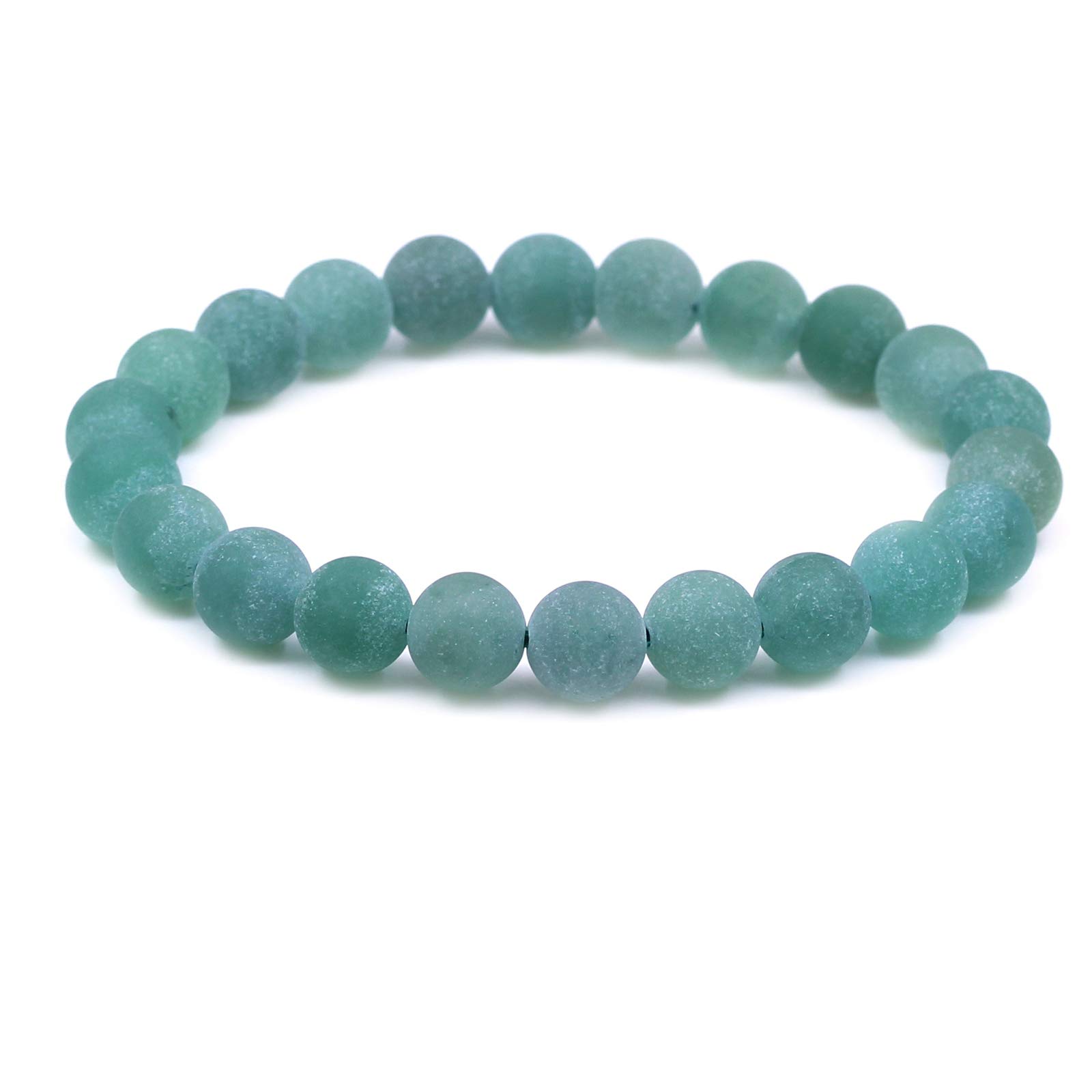 CHENYUE Natural A Matt Green Aventurine Gemstone 8mm Round Beads Stretch Bracelet 7" Unisex — image 1