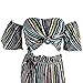 Lanzom Women's Sexy Striped Off Shoulder 2 Pieces Jumpsuit Tops and Pants Set (Medium, Striped)