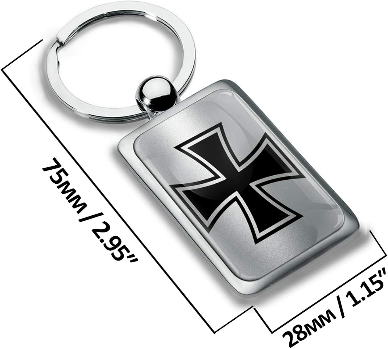 Biomar Labs® Metal 3D Keyring Key Ring Chain Stainless Steel Gift Box Men Women Keychain Bag Accessories Jewelry Handbag Silver Iron Cross Emblem KK 274 - Image 3