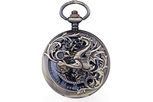 Dentily Hand Winding Hollow Roman Numerals Mechanical Pocket Watch Steampunk Mens Watches