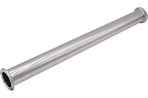 DERNORD Sanitary Spool Tube with Clamp Ends,Stainless Steel 304 Seamless Round Tubing With 1.5 inch Tri Clamp 50.5MM Ferrule Flange (Tube Length: 12 Inch / 305MM)