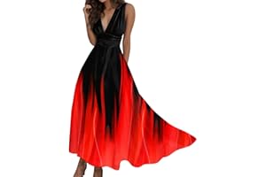 HOWSTAR Dresses for Women 2023 Summer V Neck Maxi Dress Wedding Guest Dress Sleeveless Floral Printing Sundress