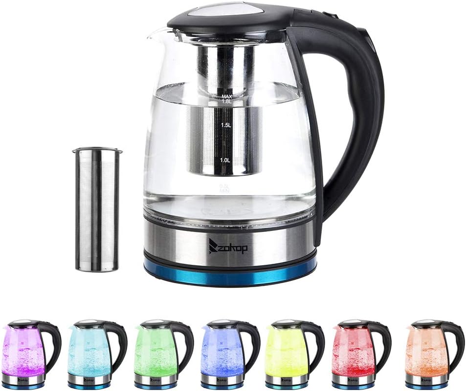 Shuishui Electric Kettle,220v 2200w 1.8l Electric Glass Kettle With 7 Colors Led Light Change Automatically Auto Shut-off Boil Dry And Overheat Protection