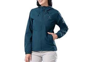 CAMELSPORTS Women's Rain Jacket Lightweight Windbreaker Hooded Raincoat Windproof Coat Shell for Outdoor Hiking