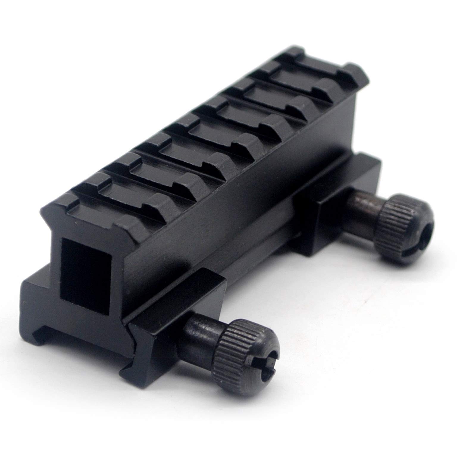 TriRock see-through 8 Slots Flat-Top Picatinny Riser Mount Base Dovetail Weaver Adapter fits 20mm Rail for Scope Optics - Thumb knob system