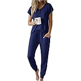 Ekouaer Viscose from Bamboo Women's Pajama Sets Super Soft Short Sleeve Button Top and Pants Pj Sleepwear Sets S-XXL