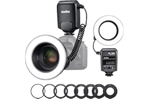 Godox ML150 II Macro Ring Flash with 8pcs Adapter Ring for Sony Canon Nikon Fuji Olympus Panasonic DSLR Cameras, Shooting Insects, Flowers, Portraits, Food and Dental Photography