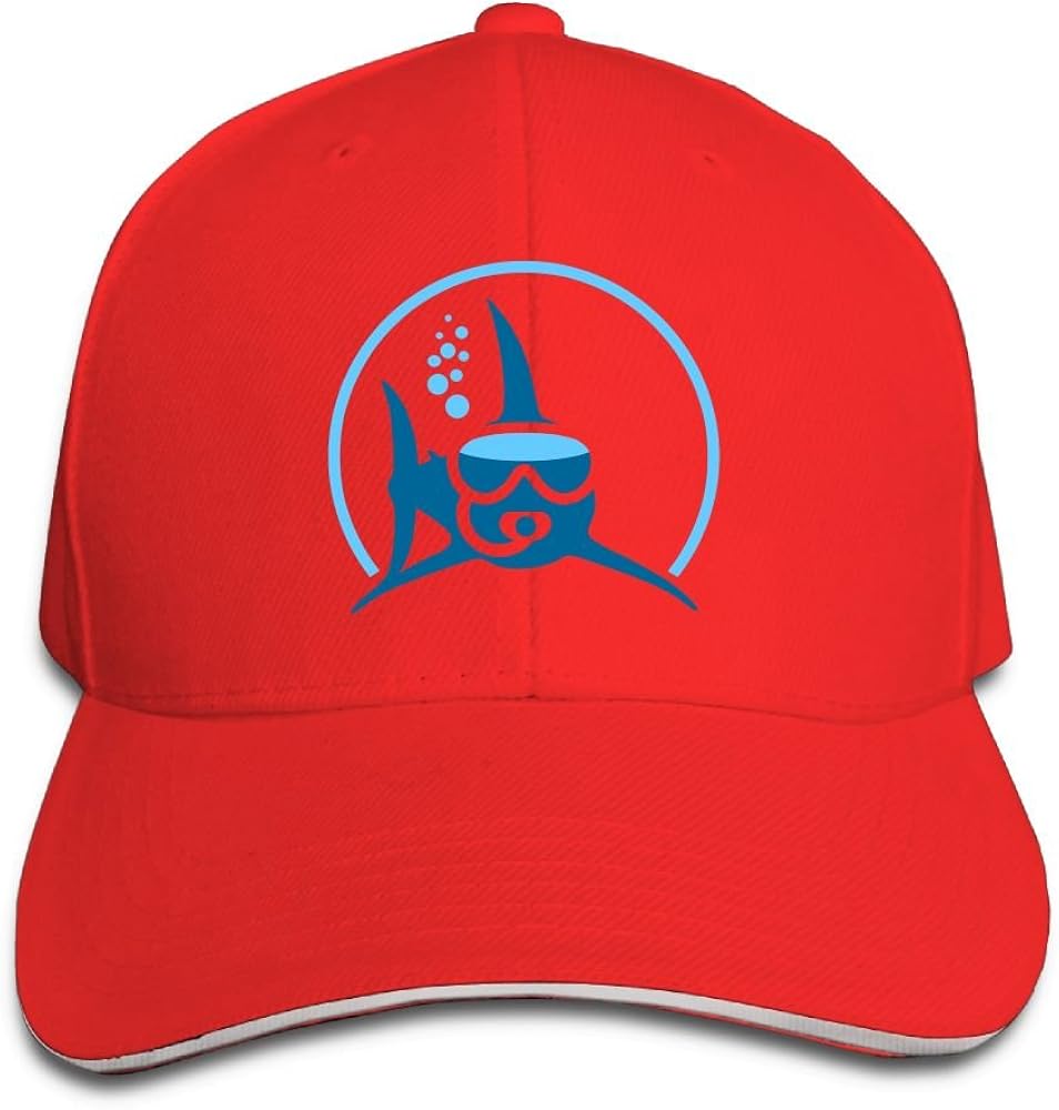 Homlife Unisex Sandwich Peaked Cap Shark Scuba Diving Casual Design Adjustable Cotton Baseball Caps Hats Red