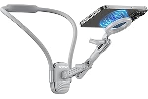 OMOTON Magnetic Neck Phone Holder for Magsafe/Action Camera, Adjustable Selfie Chest Stand Strap POV/Vlog Video Recording for iPhone, AKASO/Go Pro/ Ins60X5/ DJI360