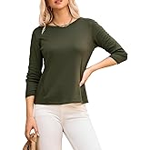 Dokotoo Long Sleeve Shirts Crewneck Womens Tops 2025 Fall Outfits Comfort Basic Tees Fashion Clothing