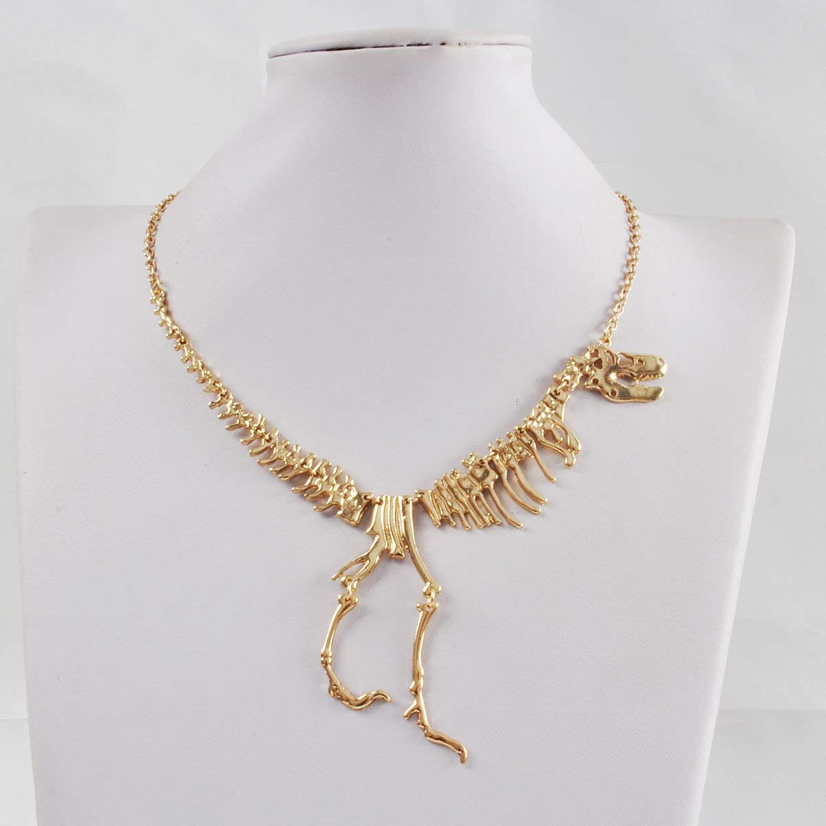 Dinosaur Vintage Necklace Short Collar Fashion Costume Jewelry for Women Teens (gold)