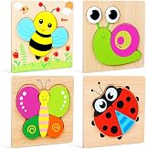 DUDUFLY Wooden Puzzles for Toddlers 1-3 Years Animals Vehicles Gift view 2