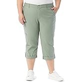 Gloria Vanderbilt Womens Cargo Capri Tab Roll Cuff with Zip Front and Elastic Waist Standard