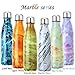 DJSBZ Vacuum Cola Shape Double Walled 18/8 Stainless Steel Water Bottle Leak-Proof Keep Hot & Cold, Travel Sports Personalized Metal Water Bottle,17 Oz (500 ml) Marble White