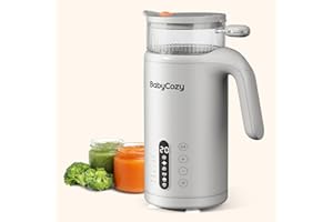 Baby Food Maker, BabyCozy 5 in 1 Baby Food Processor, Steamer, Blender, 304 Stainless Steel, 2 Tritan Steamer Portable Baby Puree Maker with Touch Screen for Self-Clean, Steam, Blend, Milk Prep, Timer