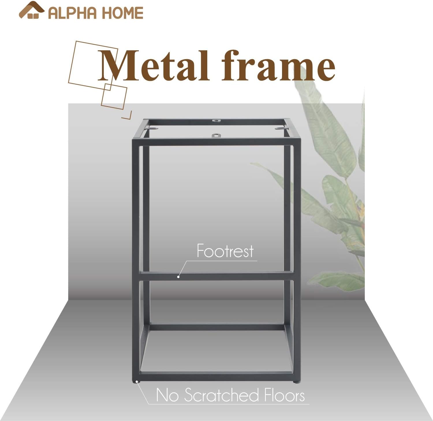 ALPHA HOME 24" Bar Stool Bar Height Bar Chair with Footrest Pu Leather Backless Kitchen Dining Cafe Chair with Thick Cushion & Sturdy Chromed Metal Steel Frame Base for Indoor Outdoor,Grey,1PC: Kitchen & Dining