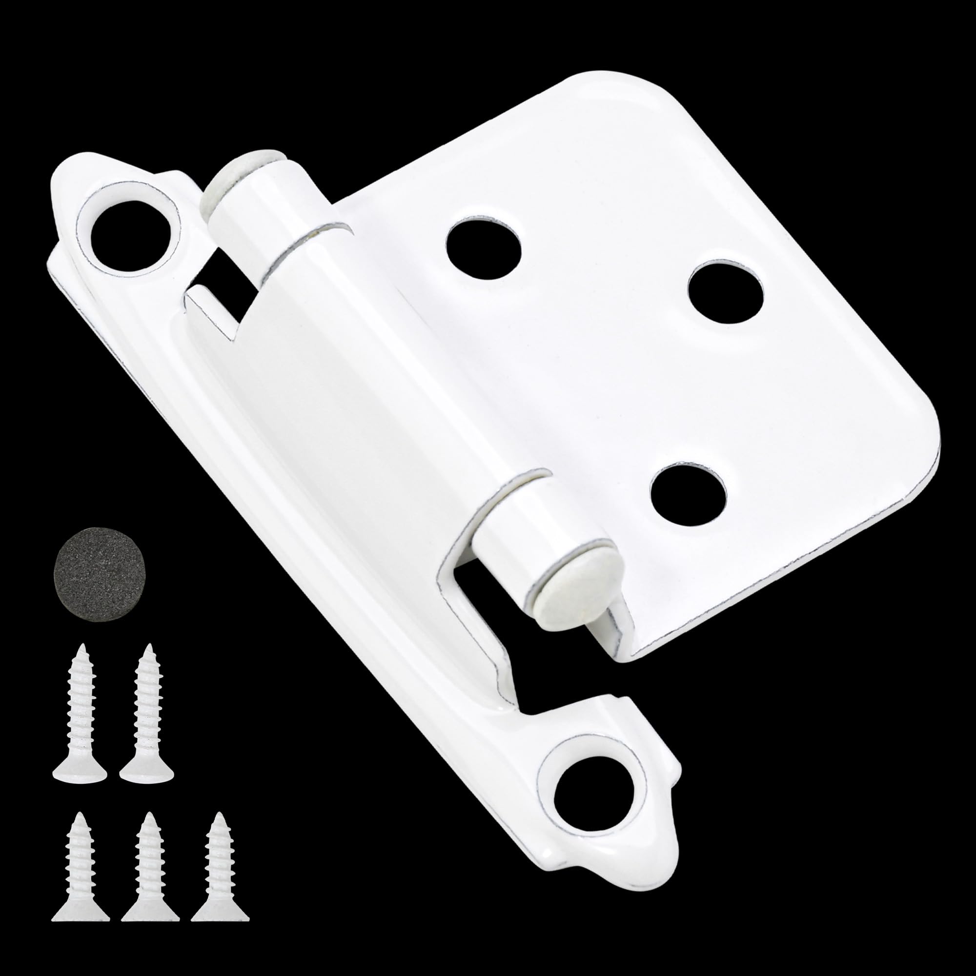 View 1 of 10 Pack 5 Pairs 1/2" Overlay Cabinet Door Hinges White Self Closing Kitchen Hinges Face Mount Cabinet Door Hinge Cupboard Variable Flush Cabinet Hinge