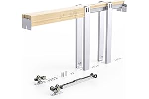EaseLife 32x80in Pocket Door Frame Kit with Two-Way Soft Close Mechanism for 2X4 Studs Wall,Sliding Hardware for 24"-32" Wide Doors,Aluminum,Slide Smoothly Quietly,Easy Install,No Doors (32in x 80in)