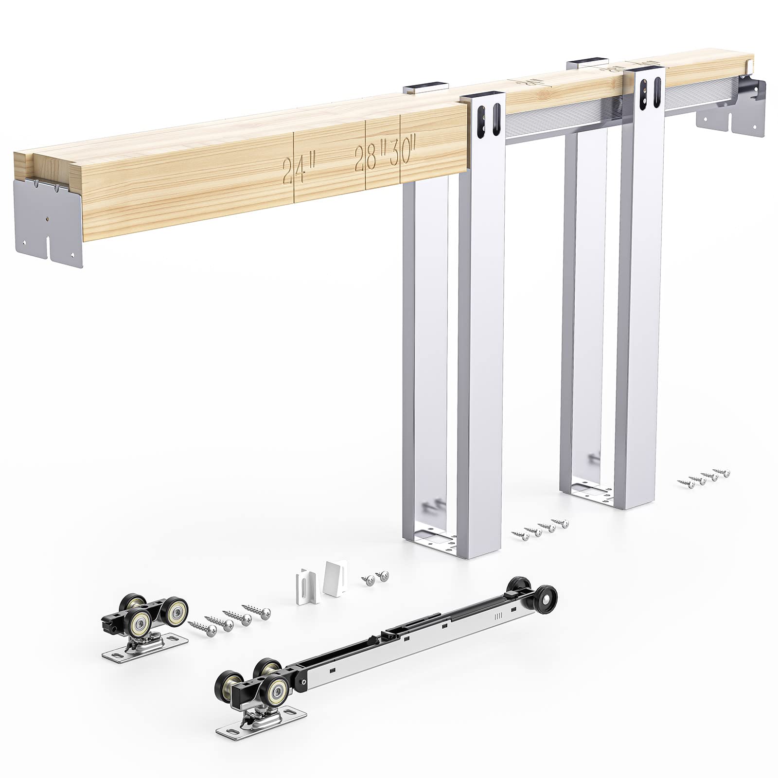 Photo 1 of *****FACTORY SEALED ****  EaseLife 32x80in Pocket Door Frame Kit with Two-Way Soft Close Mechanism for 2X4 Studs Wall,Sliding Hardware for 24"-32" Wide Doors,Aluminum,Slide Smoothly Quietly,Easy Install,No Doors (32in x 80in)