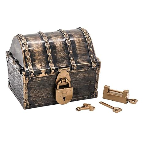 Pirate Treasure Chest Wooden Jewelry Decorative Storage Box With