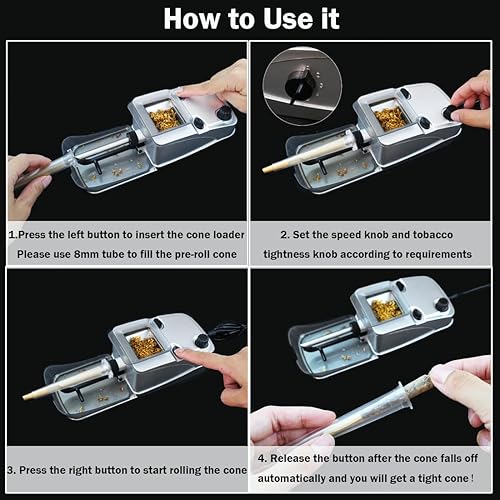 how to roll a cigarette with a rolling machine Electric Cigarette Rolling Machine, Pre Roll Machine, Cones Rolling Machine,  Automatic Tobaco Roller Maker, 3 in 1 for King/Regular Size Cigarettes 6.5  mm & 8 mm Tube and Pre Roll Cones in