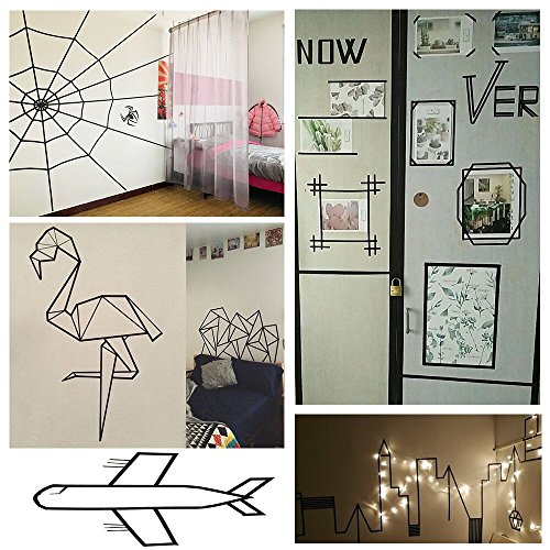 10 Pieces Whiteboard Tape 5mm Width Masking tape Gridding Self Adhesive Art Tape for Making Calendars, Charts, Lines, Marking on Dry Erase Board, Black - Thumbnail 2