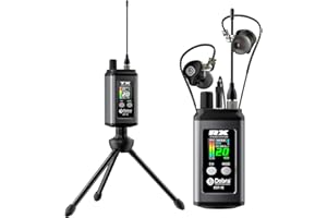 D DEBRA Debra EST-12 Pro UHF Stereo Wireless in Ear Monitor, Wireless IEM, Portable Rechargeable Monitoring System 20 Adjustable Channels, Ideal for Live,Recording&Conferences (Black, with 1 Receiver)