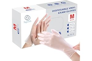 squish Disposable Gloves, 100 Count 4 mil Clear Vinyl Gloves Latex Free Powder-Free Health Glove Cleaning Rubber Glove for Kitchen Cooking Cleaning Food Handling, Medium