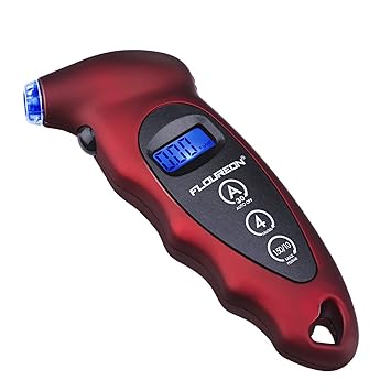 FLOUREON Reifendruck Prüfer digitaler Luftdruckprüfer mit LCD Display Reifendruckmesser für Autos LKW Motorräder Geländewagen