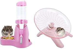Wontee Hamster Water Bottle Water Dispenser Hamster Silent Exercise Running Wheel for Dwarf Hamsters Gerbil Mice (Pink, 125ML)