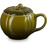 Le Creuset Stoneware Pumpkin Mug with Lid, 14 oz., Olive