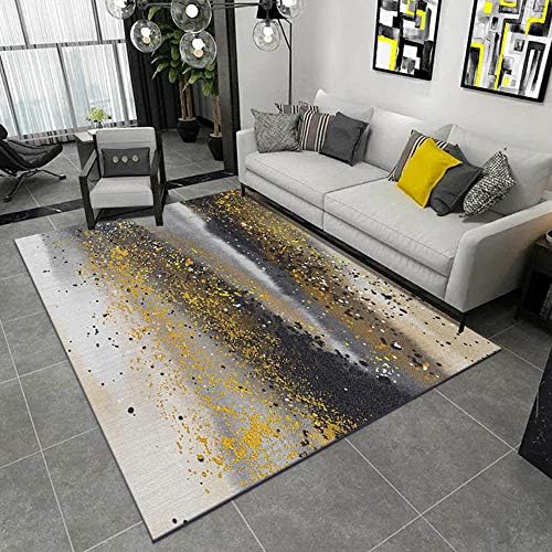 LZHDAR Rugs For Living Room Bedroom, Modern Light Yellow Contemporary Pattern Durable Carpet Stylish Interior Size 120 x 160 cm,YellowB,160 * 230cm [Energy Class A]